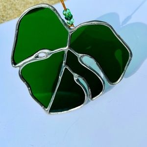 Emerald Green Mini Monstera Stained Glass Suncatcher